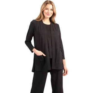 Women's Habitat Long Shirred Back Open Front Jacket Black