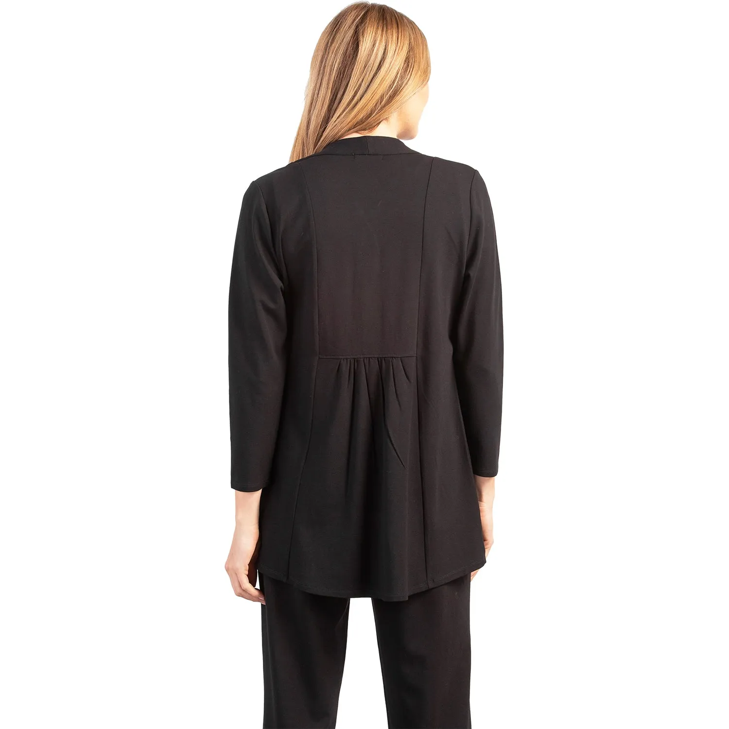 Women's Habitat Long Shirred Back Open Front Jacket Black